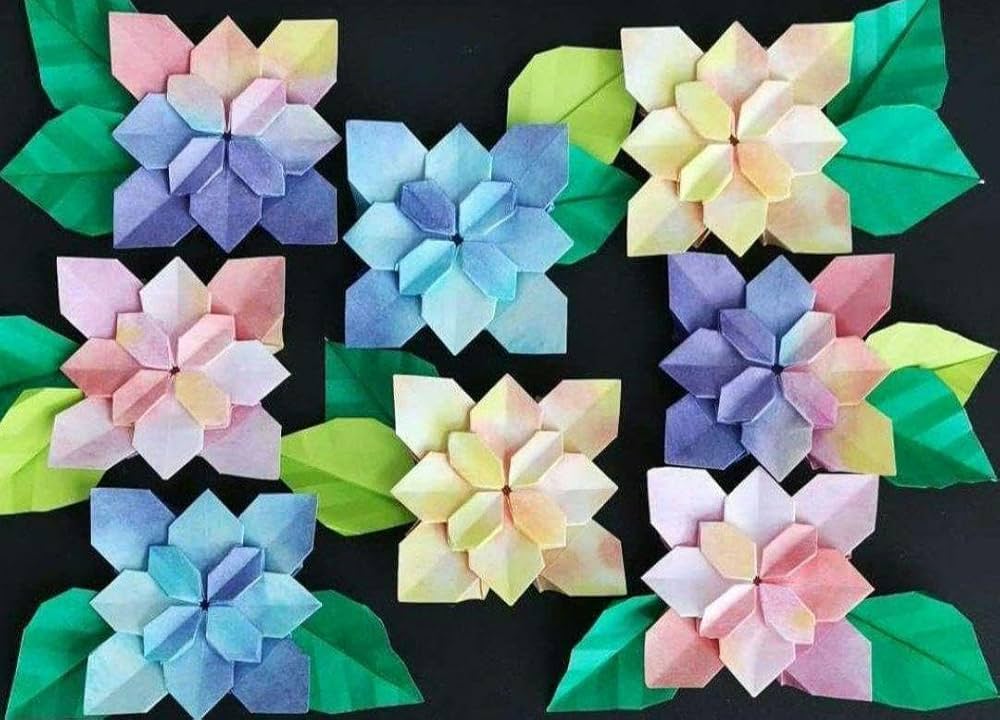 Amazon.co.jp: 8枚日本製和紙千代紙紫陽花折り紙 紫陽花壁面飾